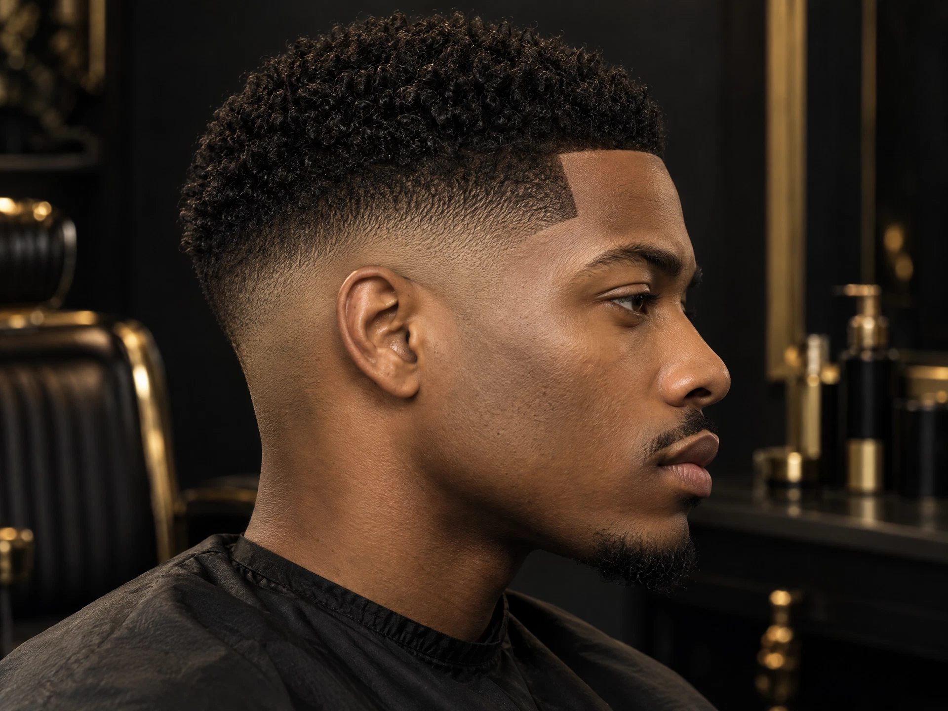 A close view of a barber shaping a clean fade haircut
